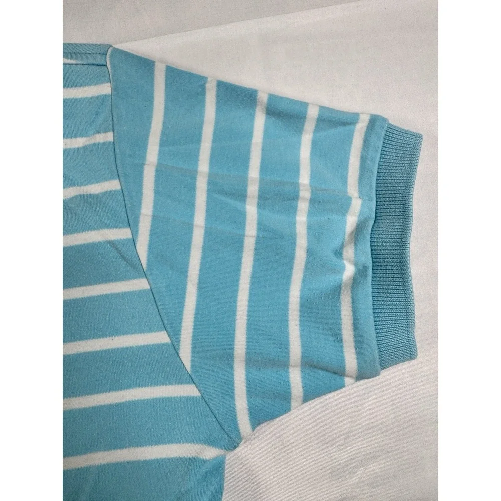 Vintage Ralph Lauren Mens M Crest Polo Shirt Blue White Stripe Cotton 90s